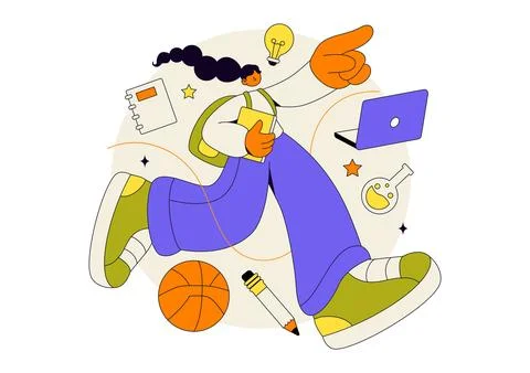 Student Vector Illustration featuring Creative Learners Studying with Books.. イラスト素材