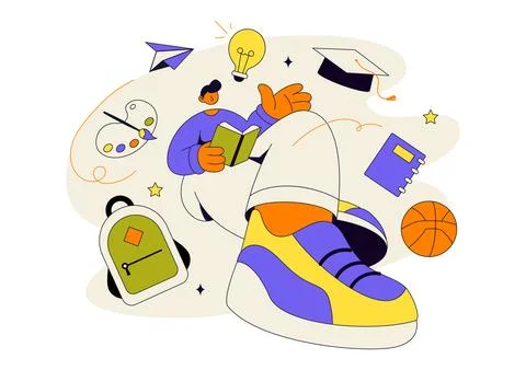 Student Vector Illustration featuring Creative Learners Studying with Books.. Stock Illustration