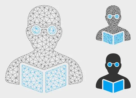 Student Vector Mesh Network Model and Triangle Mosaic Icon Stock Illustration