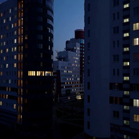 Student village timelaps while night becoming Stock-Footage 69376720