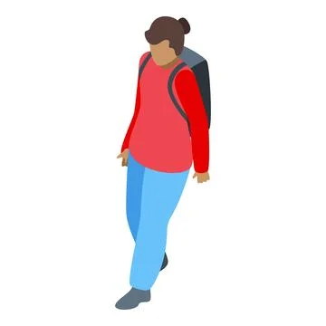 Student walking with backpack isometric icon vector illustration Stock Illustration