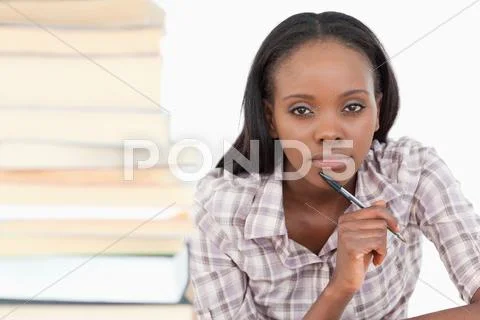 Student working on assignment Stock Photos