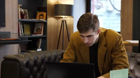 Student working at a computer, frontal view Stock Footage 155963226