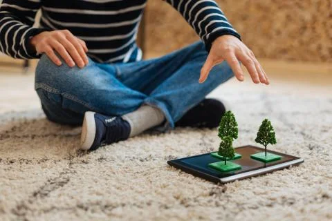 Student working on his ecological project at home Stock Photos