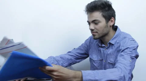 Student Working In Internship, Looking At Documents, Young, Business, Economy Stock Footage 41393456