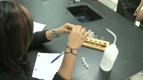 Student working on lab project in Science class (9 of 12 ) Stock Footage 10385127
