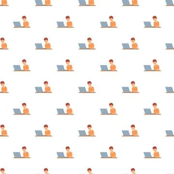 Student working on laptop pattern for remote learning Stock Illustration