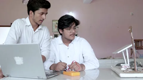 Student working on a Solar project  in lab during skill development workshop Stock Footage 157057601
