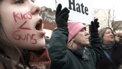 Student Writes Message On Face Against Gun Violence Stock Footage 87656434