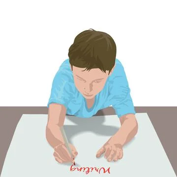 Student Writing Cartoon Illustrazione stock