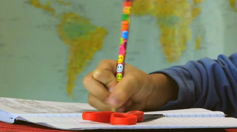Student Writing at Classroom HD Video stock 40715207