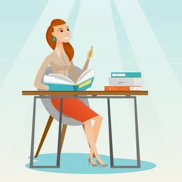 Student writing at the desk vector illustration Stock Illustration