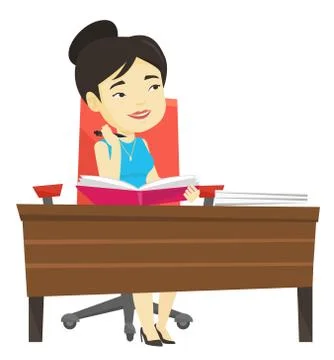 Student writing at the desk vector illustration Stock Illustration