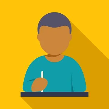 Student writing flat icon avatar taking test Stock Illustration