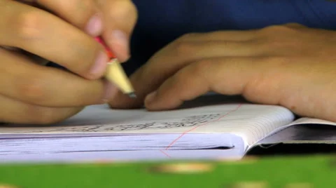 Student Writing Homework Close Up HD Stock Footage 40715192