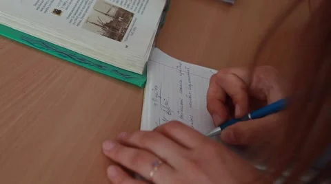 Student wrote pen in notebook Stock Footage 50959193