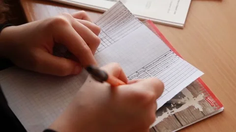 Student wrote pen in notebook Stock Footage 50959214