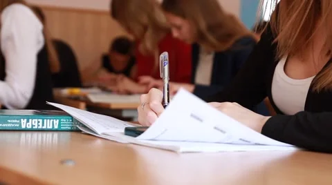 Student wrote pen in notebook Stock Footage 50959233
