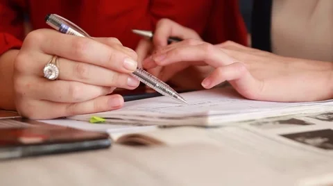 Student wrote pen in notebook Stock Footage 50959256