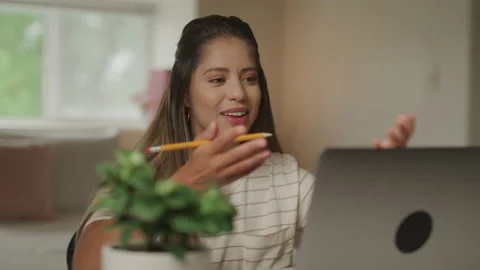 Student on Zoom Call for a Class Stock Footage 208766983