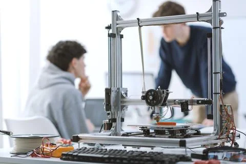 Students in the 3D printing lab Stock Photos