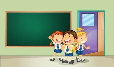 Students and classroom Illustrazione stock