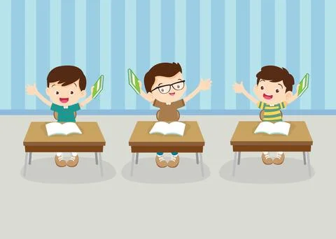 Students and teacher in classroom Stock Illustration