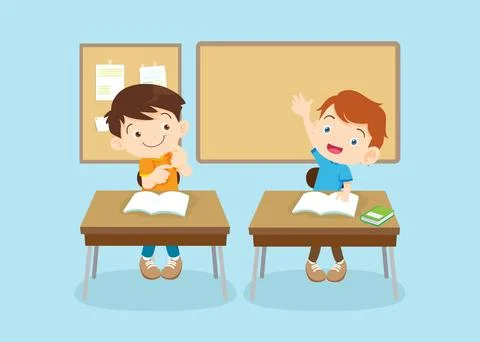 Students and teacher in classroom Stock Illustration
