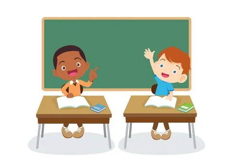 Students and teacher in classroom Illustrazione stock