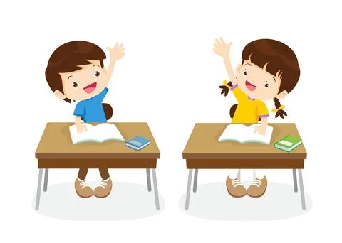 Students and teacher in classroom Stock Illustration
