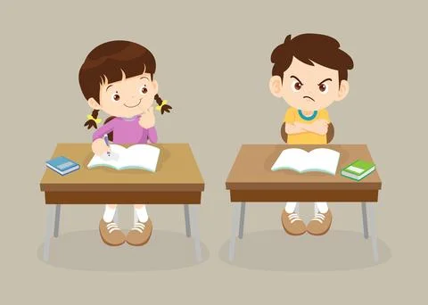 Students and teacher in classroom Stock Illustration