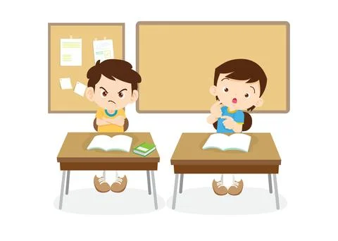 Students and teacher in classroom Stock-Illustration