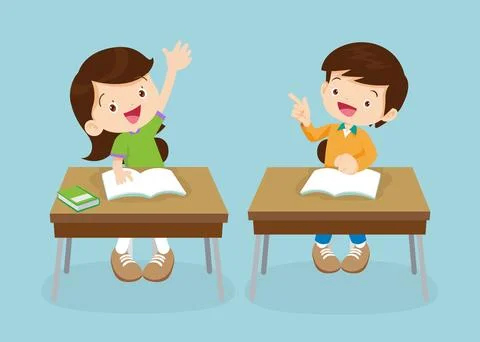 Students and teacher in classroom Stock-Illustration