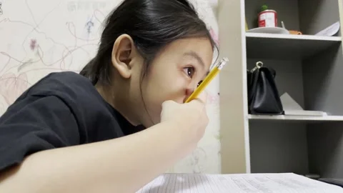 Students are doing their homework at home. Stock Footage 164928382