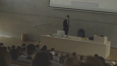 Students are listening university lecture Stock Footage