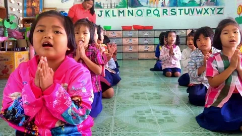 The students are reciting the words that will be good children. Stock Footage 101585036