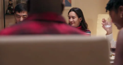 Students are sitting at the table and celebrating the beginning of the holidays Stock Footage 218269990
