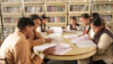 Students are studying in the library of a school. Stock-Footage 114479726