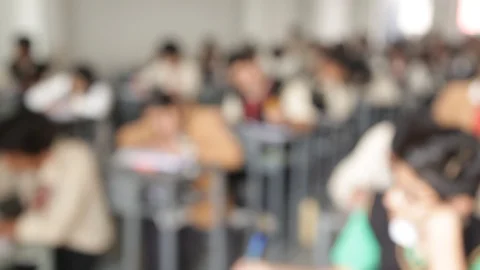 Students are taking exams or studying in a class room. Stock-Footage 113691846
