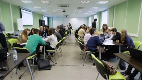 Students are taking part in teambuilding activities to improve teamwork, develop Stock Footage 70861936