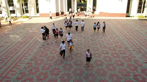 Students are walking out from classes Stock Footage 10563056