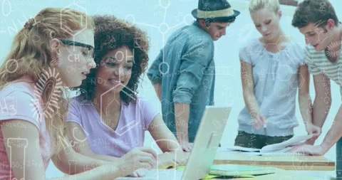 The students are working together to simplify the chemical compounds Stock Footage 246533548