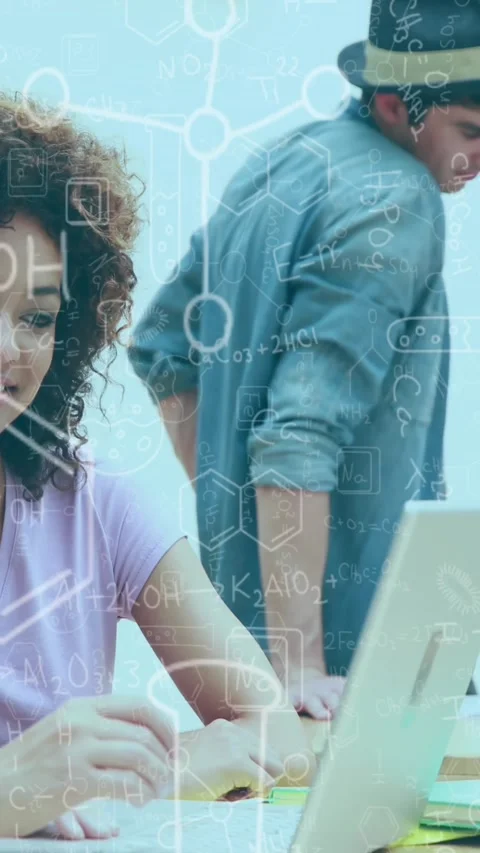 The students are working together to simplify the chemical compounds Stock Footage 319222914