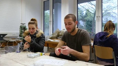 Students in art class create a work of art Stock Footage 69301400