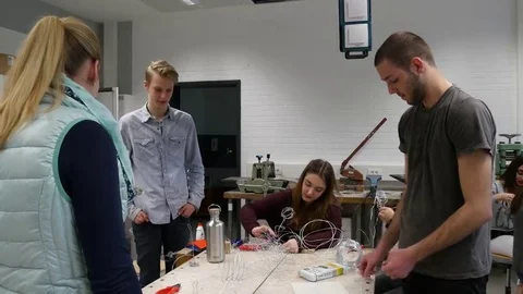 Students in art class create a work of art Stock Footage 69301505