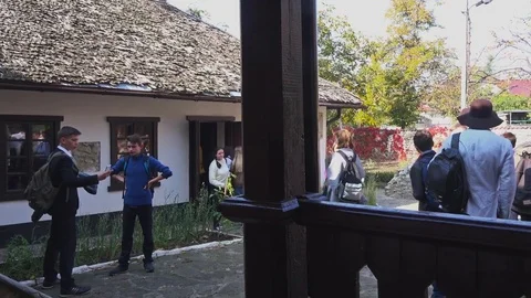 Students attend the Alexander Pushkin House Museum in Moldova Stock Footage 81686603