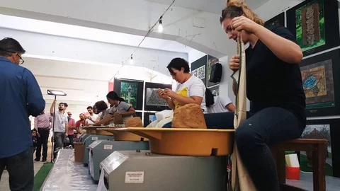Students attending to the pottery contest at the 12th International Eskisehir Stock Footage 104076207