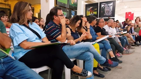Students attending to the pottery contest at the 12th International Eskisehir Stock-Footage 104076473