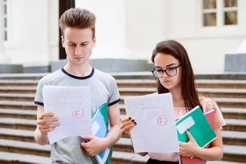 Students with bad results of test Stock Photos
