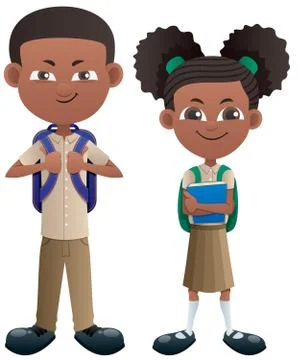 Students Black on White 库存插图